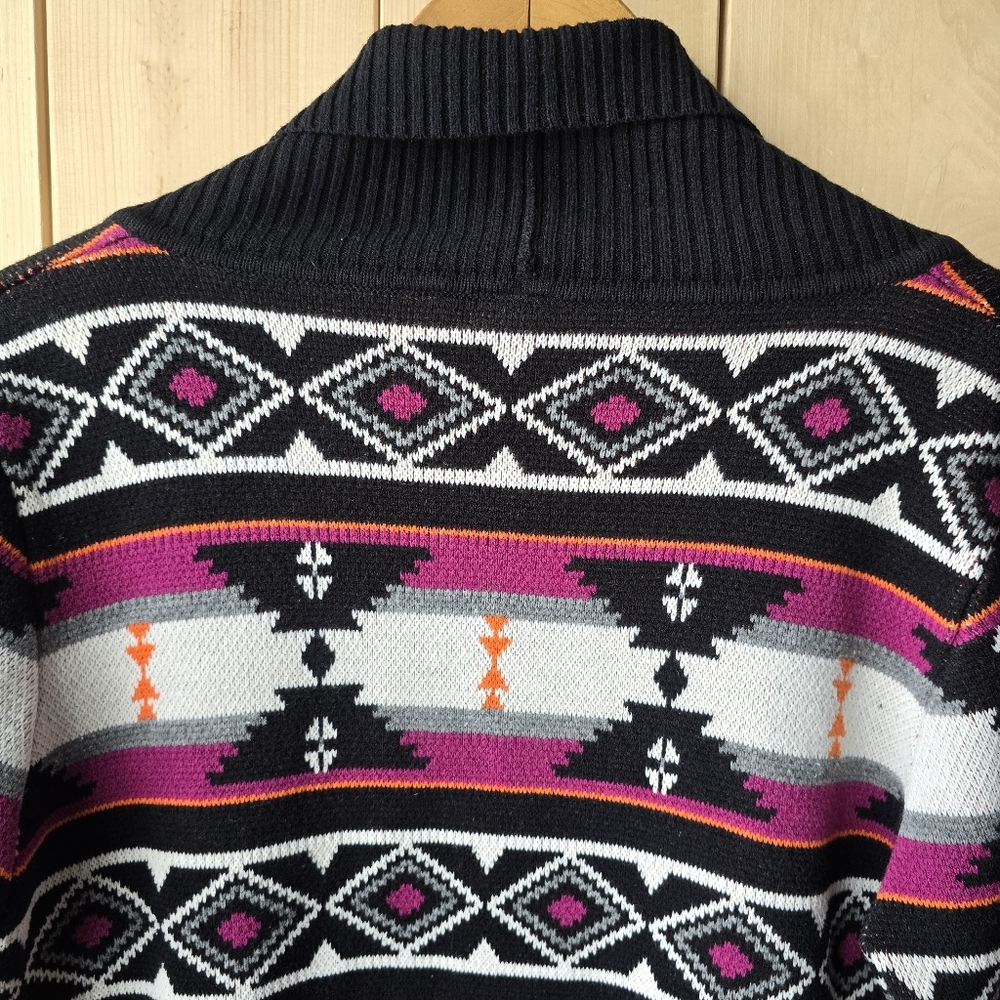 Twik Tribal Aztec Print Open Long Cardigan Sweater L/XL - Picture 7 of 9